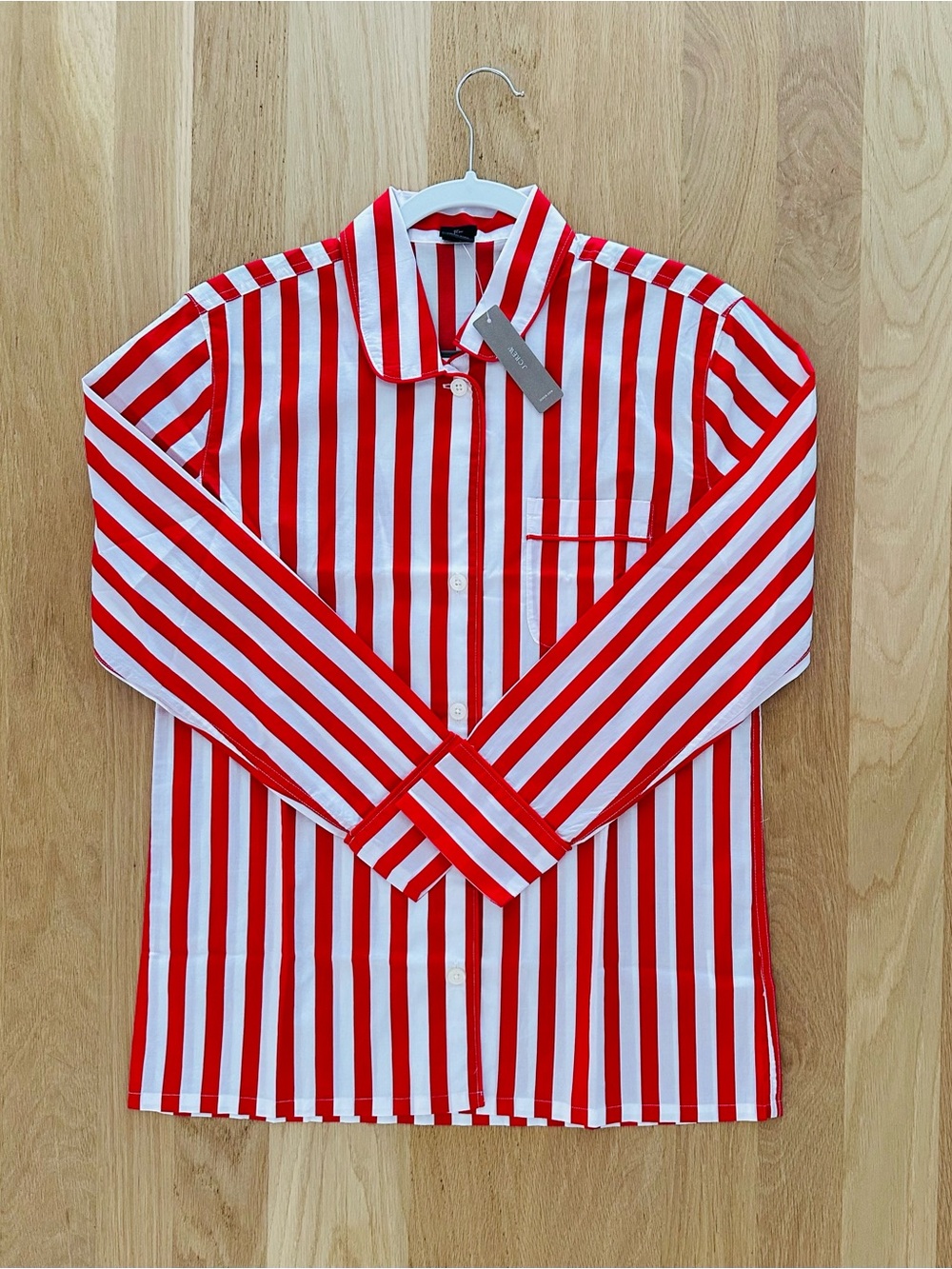 NWT J. Crew Red and White 100% cotton Pajama Button-Down, XS
